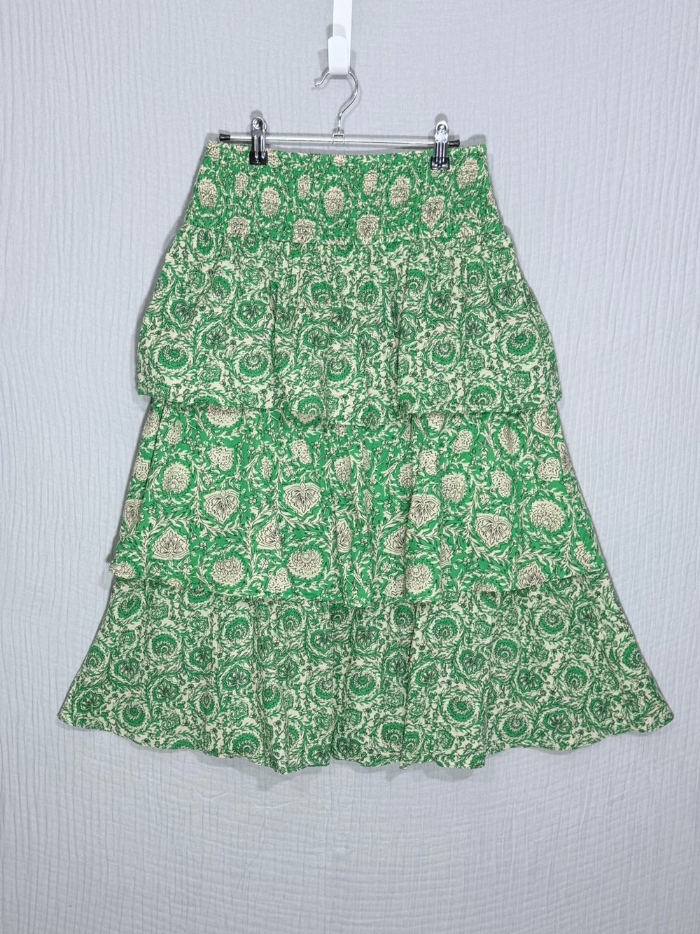 🌿 House of Harlow 1960 | 100% COTTON | & Cream Floral Tiered Skirt | size M